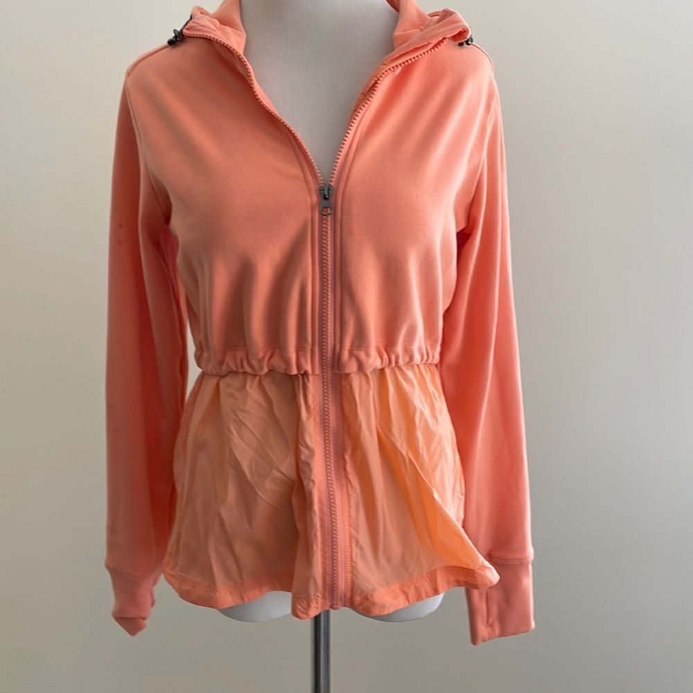 Zip up hooded sweatshirt half sweatshirt half windbreaker sherbet orange size S